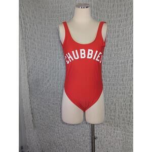 Chubbies Logo One Piece Womens Swimsuit Size Large Red NWOT Made In USA